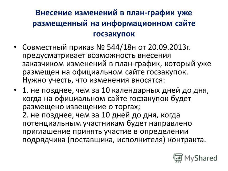 Возможность внесения. Изменения в план-график вносятся. Обоснование внесения изменений в план график. Изменения в план график приказ. 544 Приказ.