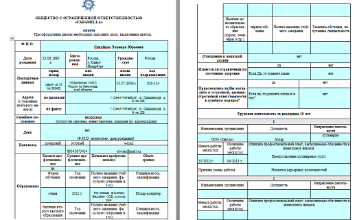 Анкета на продавца консультанта образец